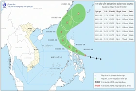 Thời tiết ngày 9/11: Bão Fung-wong di chuyển nhanh và có cường độ rất mạnh