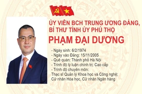 Đồng chí Phạm Đại Dương - Bí thư Tỉnh ủy Phú Thọ tái đắc cử Ban Chấp hành Trung ương Đảng khóa XIV