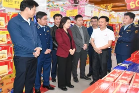 Phó Chủ tịch UBND tỉnh Phùng Thị Kim Nga kiểm tra công tác bình ổn thị trường dịp Tết Nguyên đán