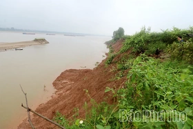 Sạt lở bờ sông Đà, ảnh hưởng trực tiếp tới sinh kế của người dân thôn Vũ xã Yên Sơn