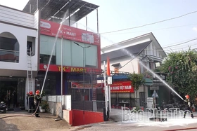Xã Dân Chủ diễn tập phương án chữa cháy và cứu nạn, cứu hộ