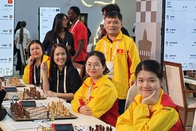 Cờ vua nữ Việt Nam lần thứ hai vào nhóm 10 đội dẫn đầu Olympiad