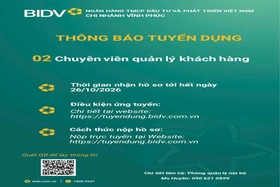 Thông báo tuyển dụng lao động tại Ngân hàng TMCP Đầu tư và Phát triển Việt Nam (BIDV) - Chi nhánh Vĩnh Phúc tháng 10/2026