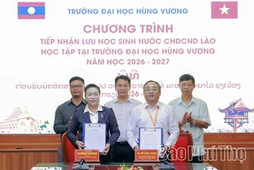 Trường Đại học Hùng Vương tiếp nhận 20 lưu học sinh Lào năm học 2026 - 2027