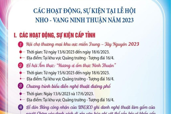 Các hoạt động, sự kiện tại Lễ hội Nho và Vang Ninh Thuận năm 2023