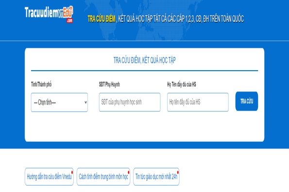 Hướng dẫn cách tra cứu điểm vnedu trên website Tradiemvnedu.com