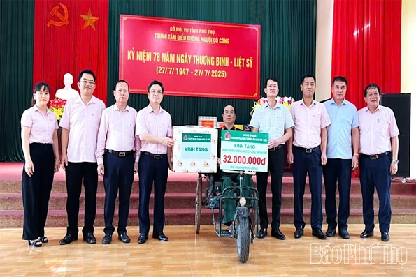 Chi nhánh Ngân hàng Chính sách xã hội tỉnh thăm, tặng quà tại Trung tâm điều dưỡng người có công