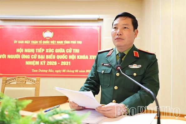 Ứng cử viên ĐBQH khóa XVI tiếp xúc cử tri tại xã Tam Dương Bắc