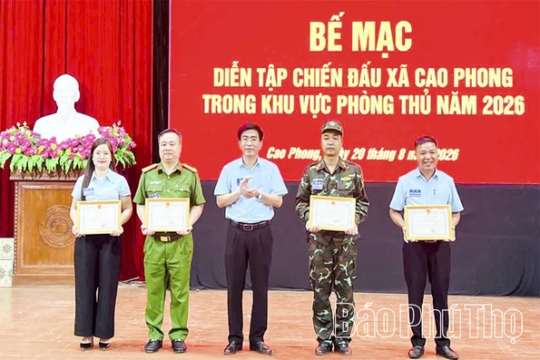Xã Cao Phong tổ chức Diễn tập chiến đấu phòng thủ năm 2026