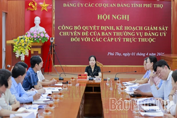 Công bố quyết định, kế hoạch giám sát chuyên đề của Ban Thường vụ Đảng ủy các cơ quan Đảng tỉnh