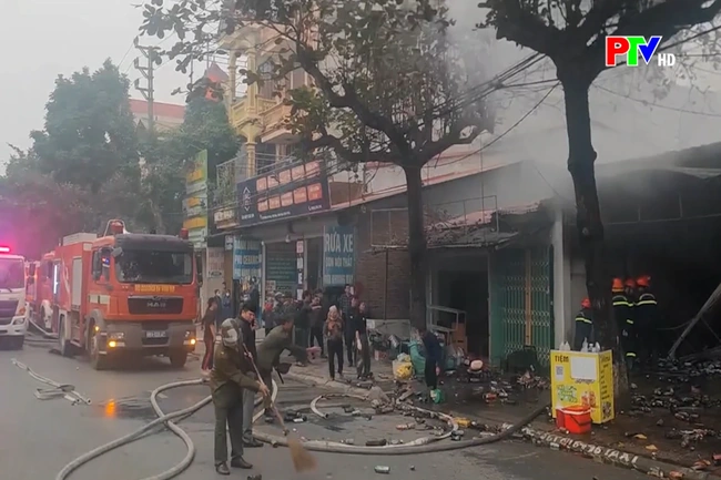 Cháy cửa hàng kinh doanh tại phường Vĩnh Yên