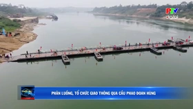 Phân luồng, tổ chức giao thông qua cầu phao Đoan Hùng